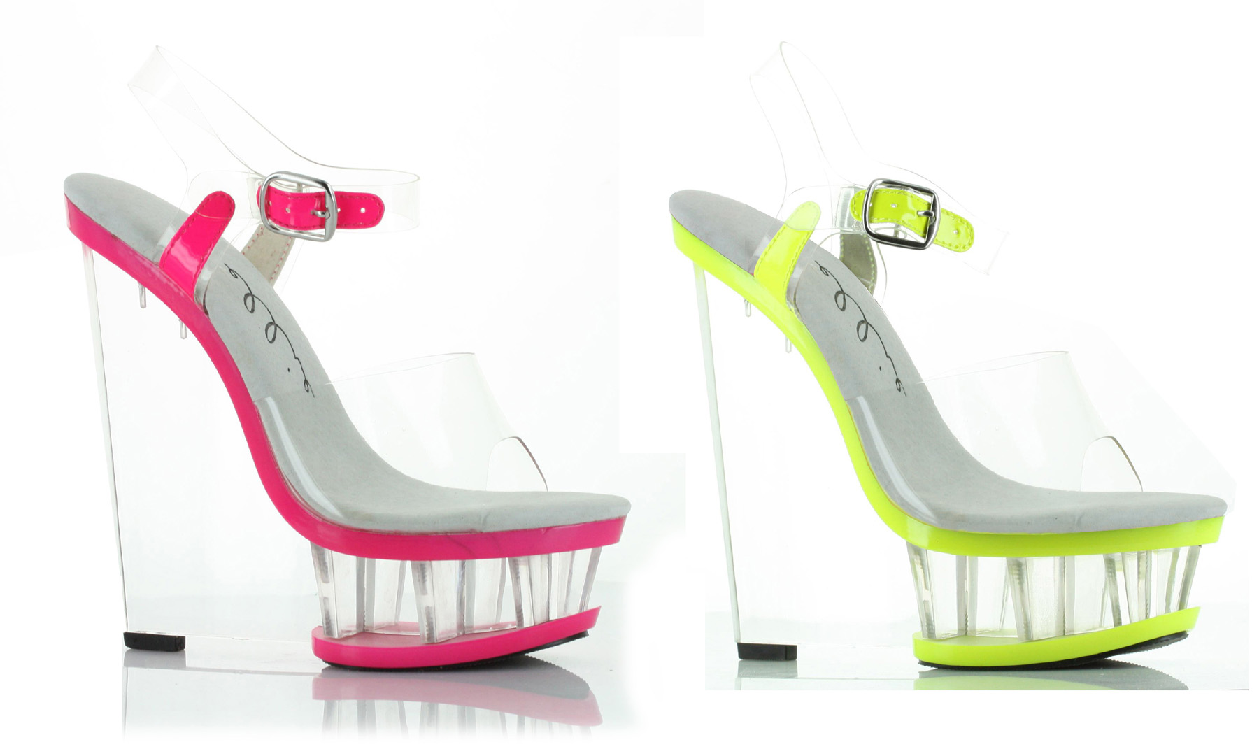 Shana - 6 Inch Clear and Neon Wedge